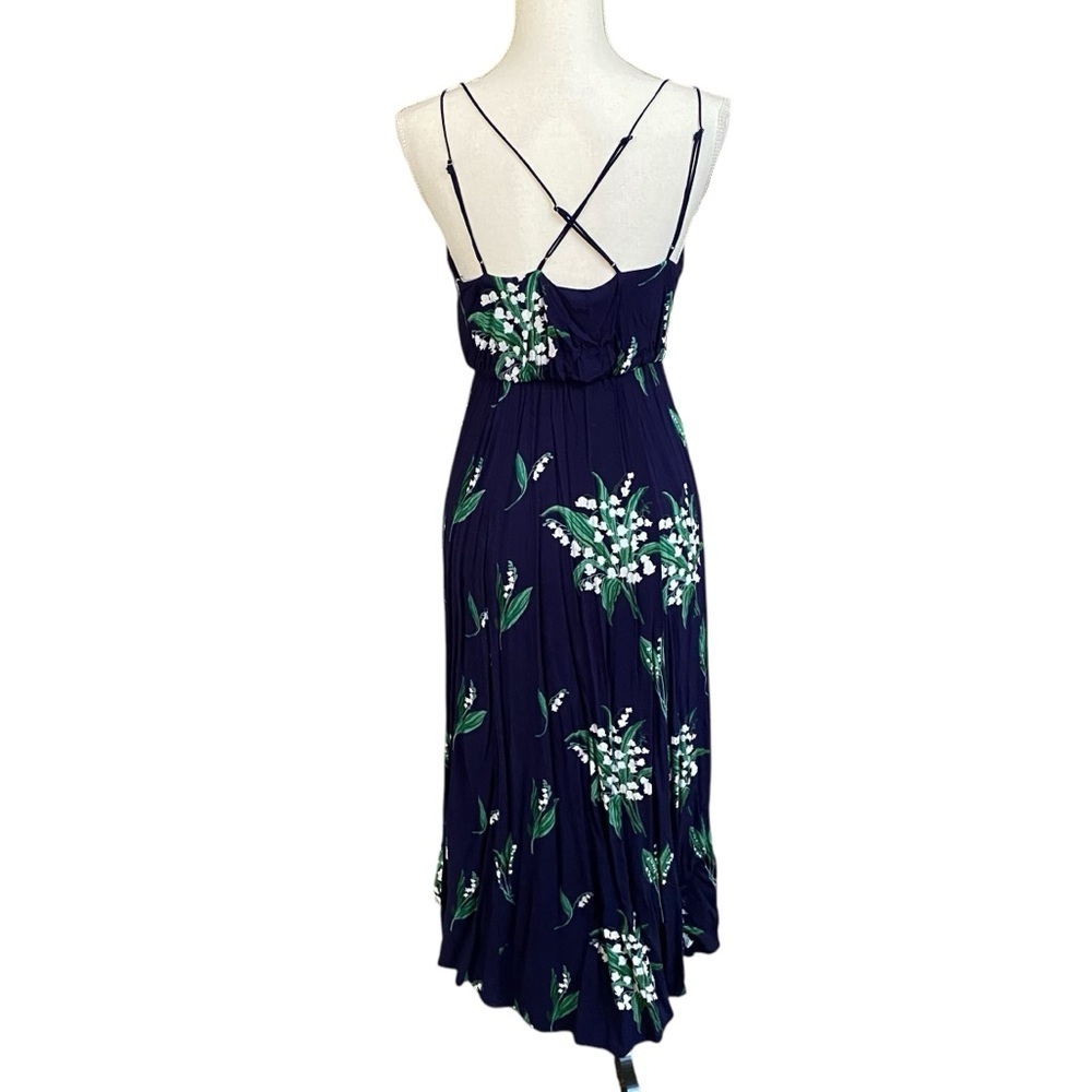 Urban Outfitters Blue Floral Midi Dress 6 Strappy Button Front Slip Dress - Picture 12 of 16